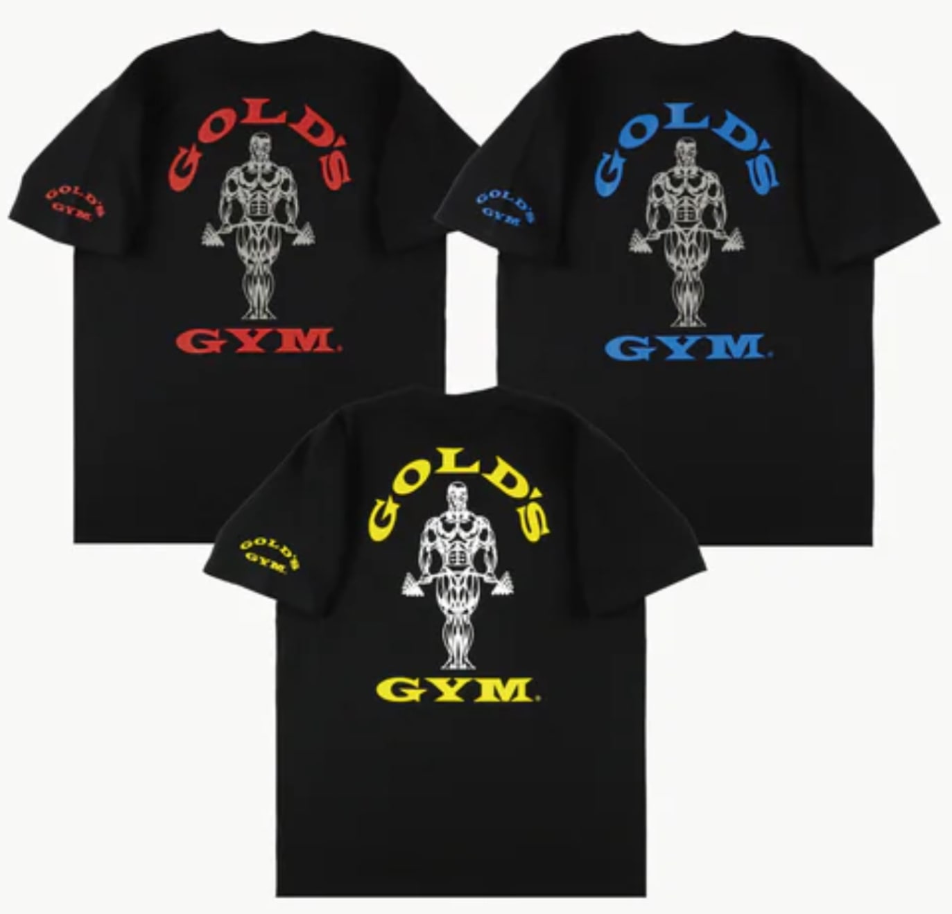 ゴールドジム　バックプリントTシャツ(ターミネーターロゴ) ブラック/レッド M