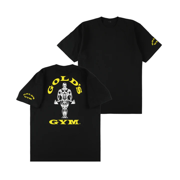 ゴールドジム　バックプリントTシャツ(ターミネーターロゴ) ブラック/イエロー M