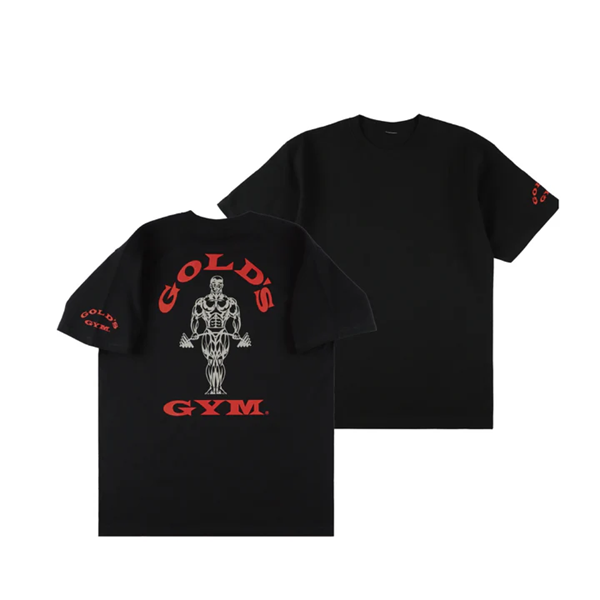 ゴールドジム　バックプリントTシャツ(ターミネーターロゴ) ブラック/レッド M