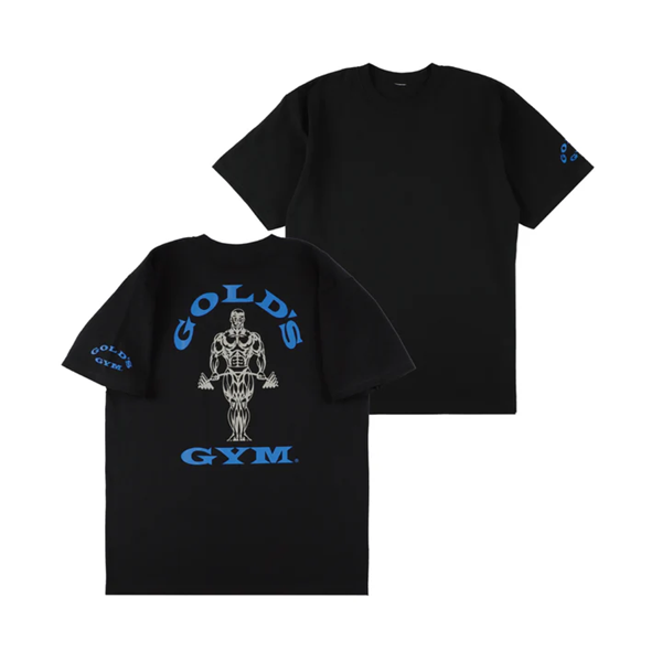 ゴールドジム　バックプリントTシャツ(ターミネーターロゴ) ブラック/ブルー M