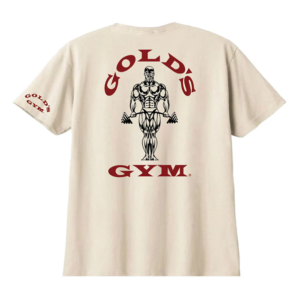 ゴールドジム　バックプリントTシャツ(ターミネーターロゴ)　2026Ver. ライトベージュ/バーガンディ M