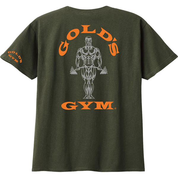 ゴールドジム　バックプリントTシャツ(ターミネーターロゴ)　2026Ver. アーミーグリーン/オレンジ M