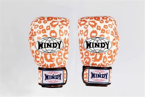 WINDY　BGVH　トレーニンググローブ(テープ式) ヒョウ柄　オレンジ/白(特注カラー) 8oz