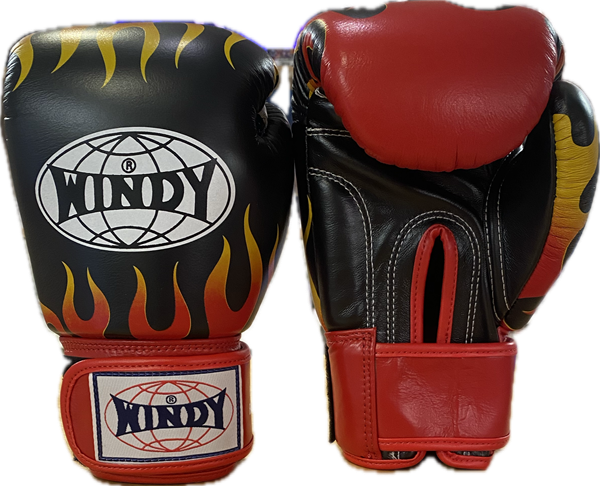 WINDY　BGVH　トレーニンググローブ(テープ式) 黒/ファイヤー 8oz