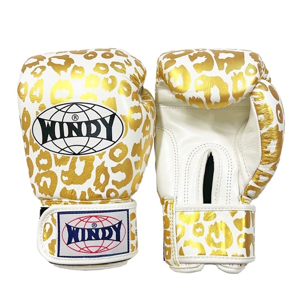 WINDY　BGVH　トレーニンググローブ(テープ式) ヒョウ柄　金/白(特注カラー) 8oz