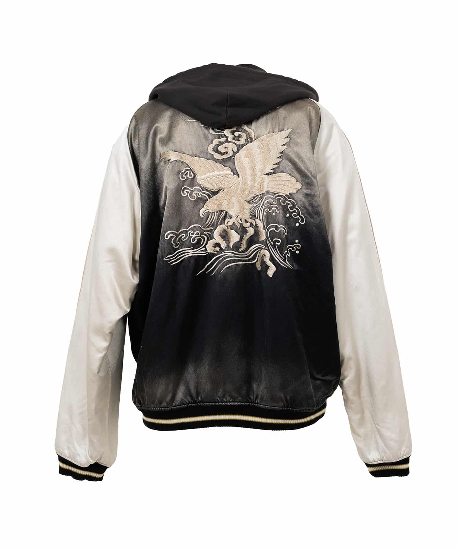 Maison MIHARA YASUHIRO(メゾンミハラヤスヒロ)/Reversible Hoodie Layered Souvenir Jacket/BLACK BLACK 46