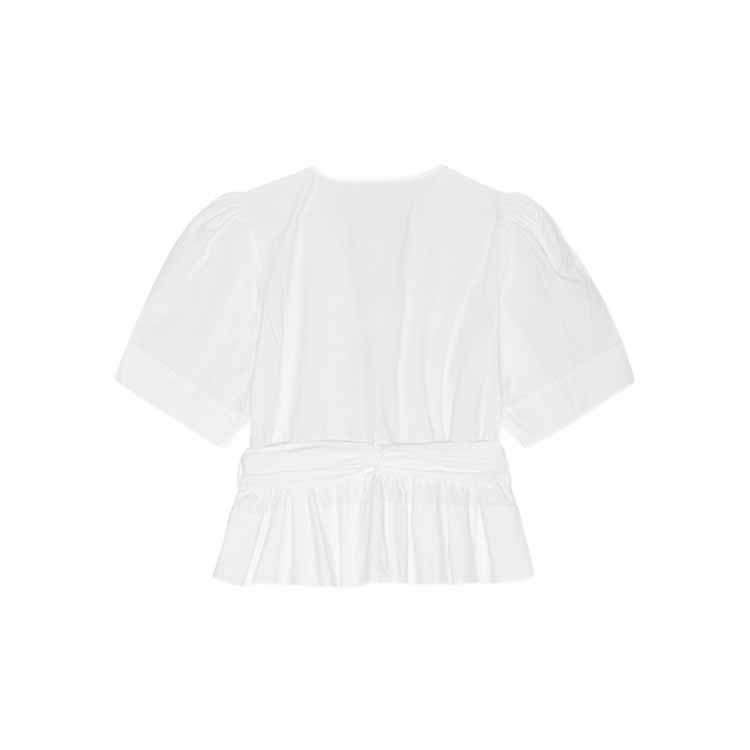 GANNI(ガニー)/White Washed Stretch Cotton Tie Strap Blouse/WHITE WHITE 34