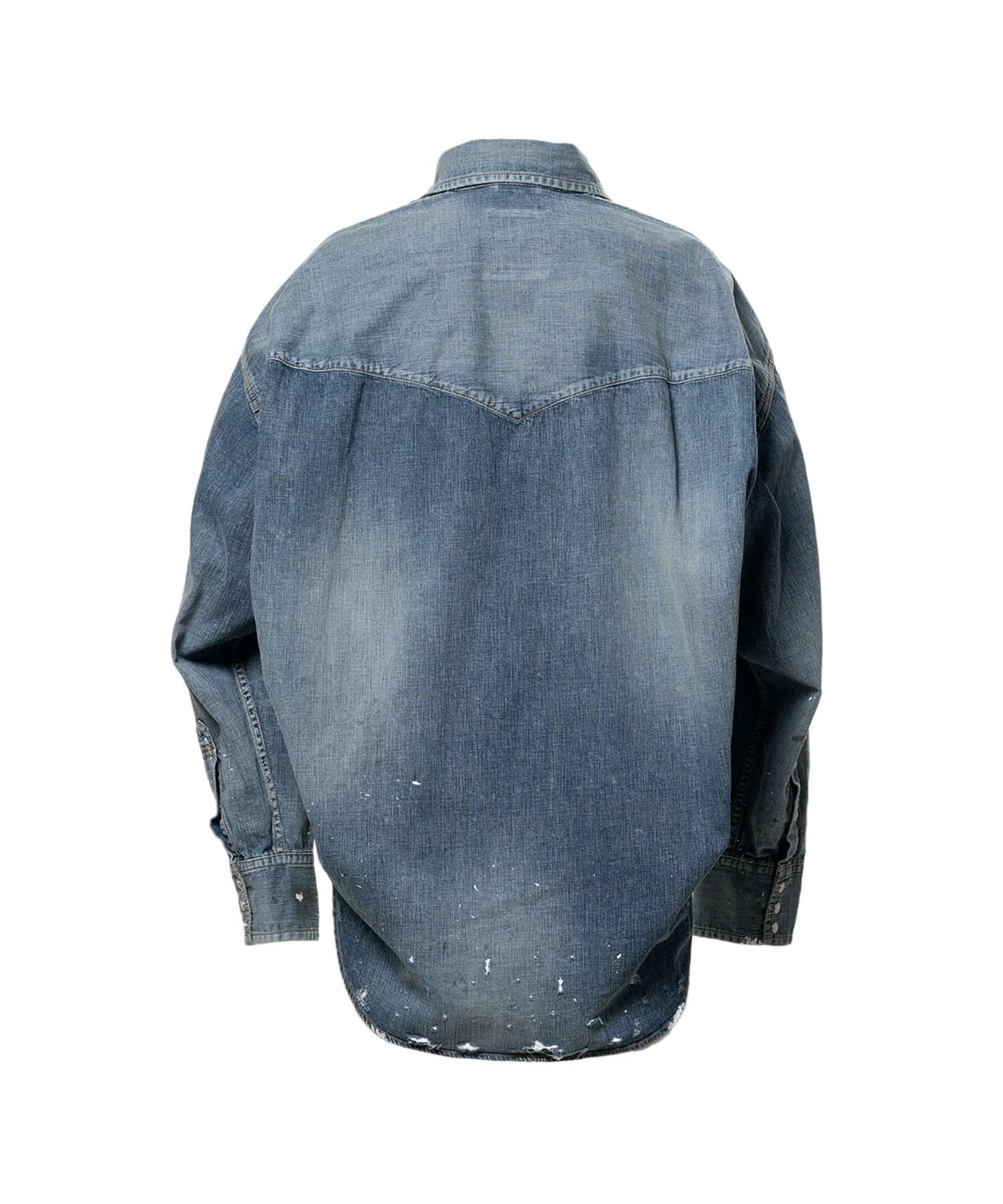Maison MIHARA YASUHIRO(ミハラヤスヒロ)/Kids Sticker Printed Denim Shirt/INDIGO INDIGO 44