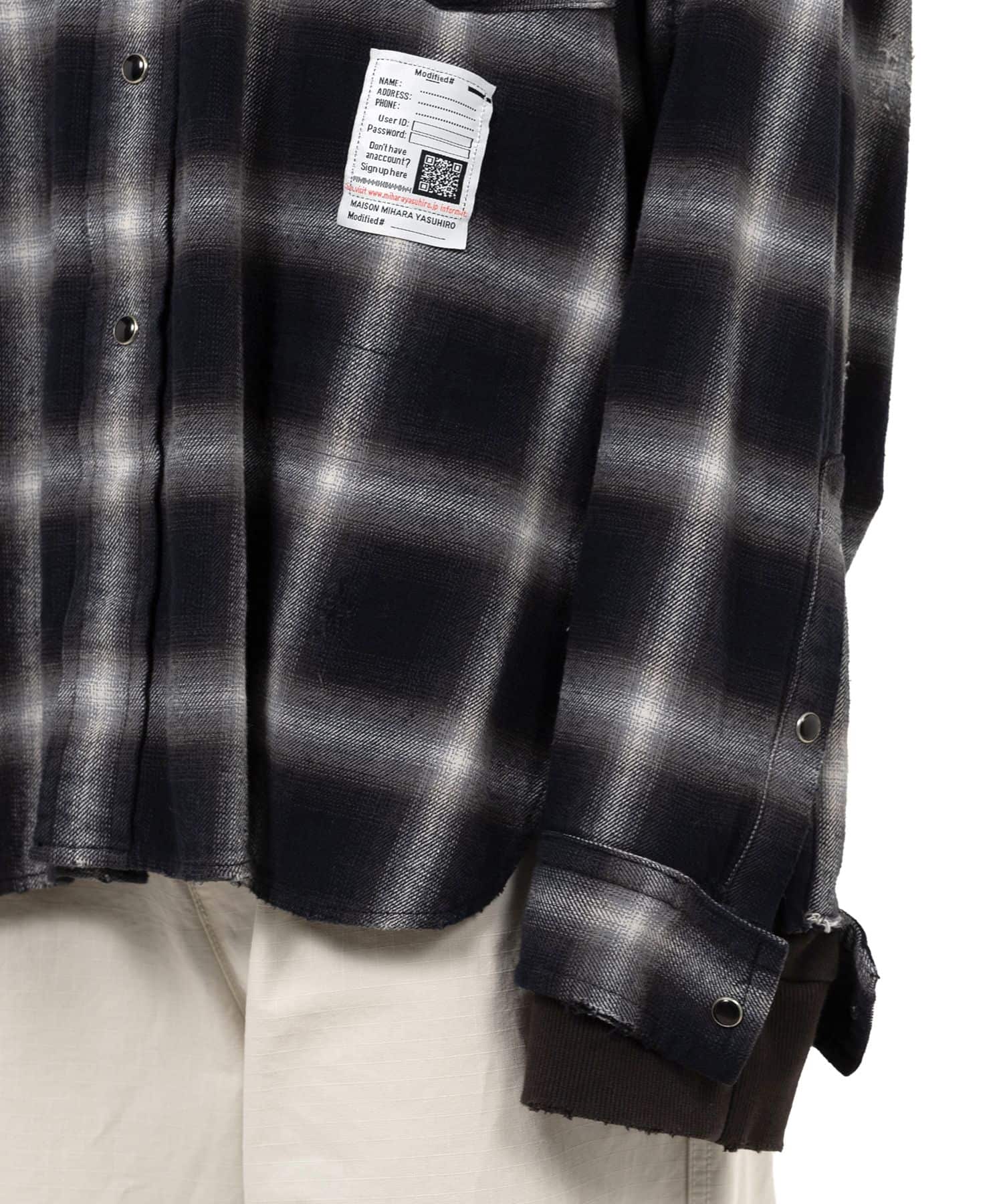 Maison MIHARA YASUHIRO(ミハラヤスヒロ)/Hoodie Combine Checkered Shirt/BLACK BLACK 44