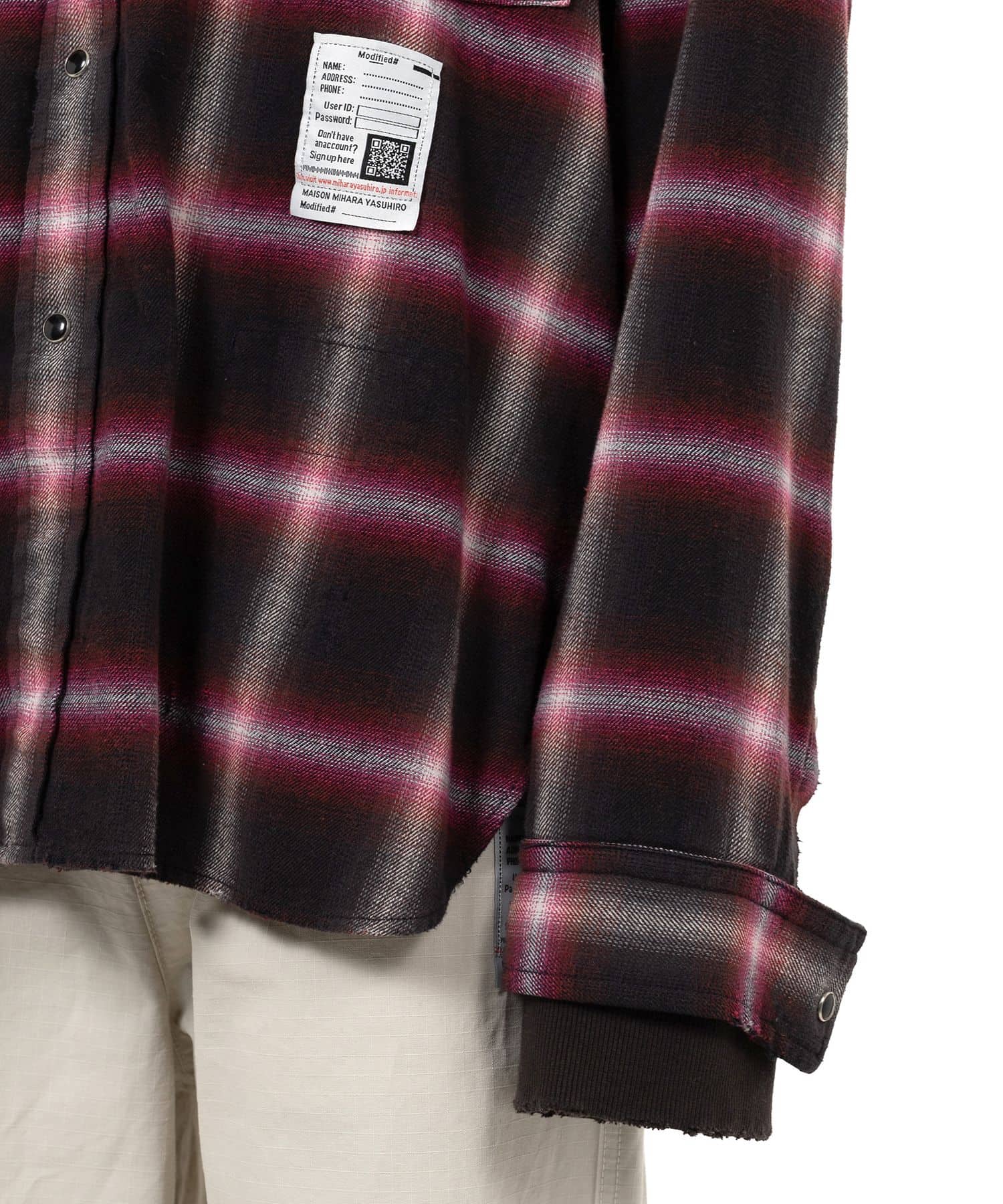 Maison MIHARA YASUHIRO(ミハラヤスヒロ)/Hoodie Combine Checkered Shirt/RED RED 44