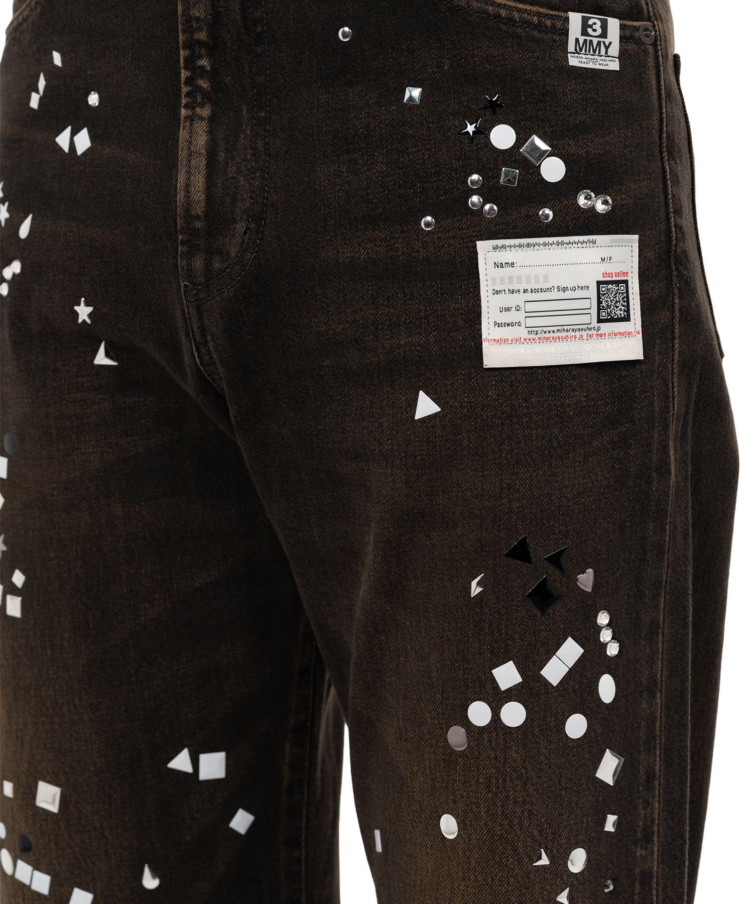 Maison MIHARA YASUHIRO(ミハラヤスヒロ)/Embellished Denim Pants/BLACK BLACK 44