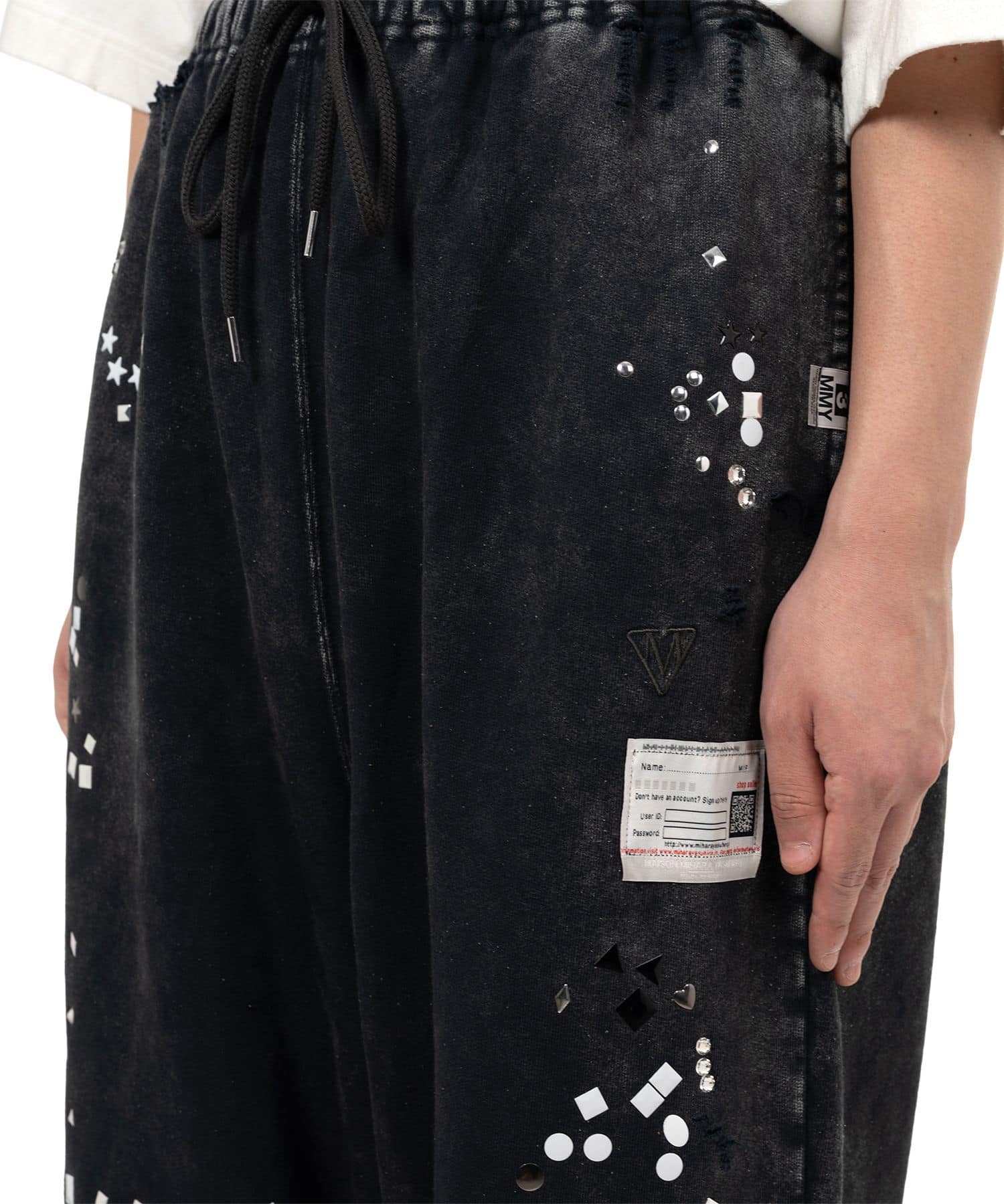 Maison MIHARA YASUHIRO(ミハラヤスヒロ)/Embellished Bleached Sweat Pants/BLACK BLACK 44