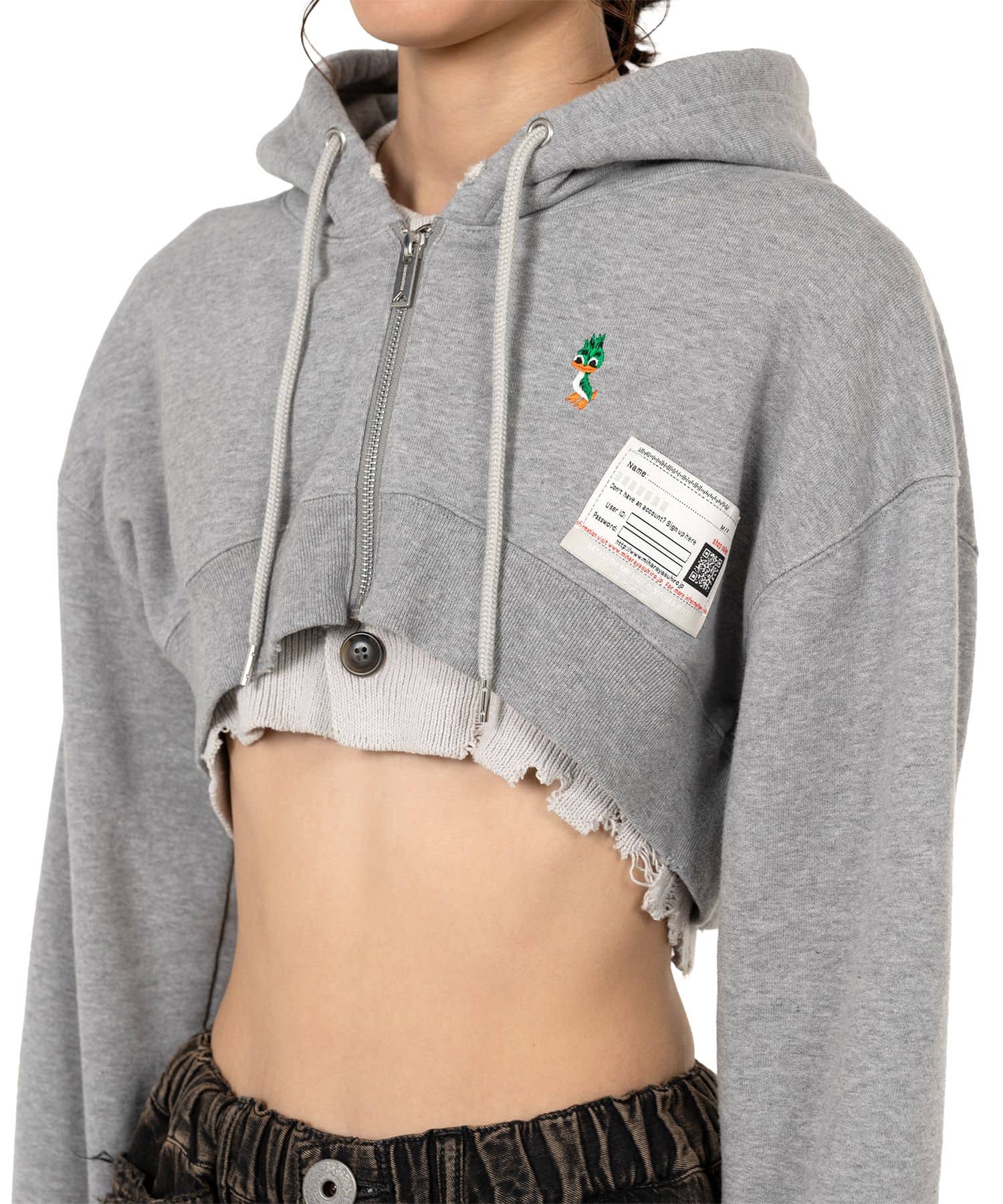 Maison MIHARA YASUHIRO(ミハラヤスヒロ)/Layered Cropped Zip-up Hoodie/GREY GREY 36