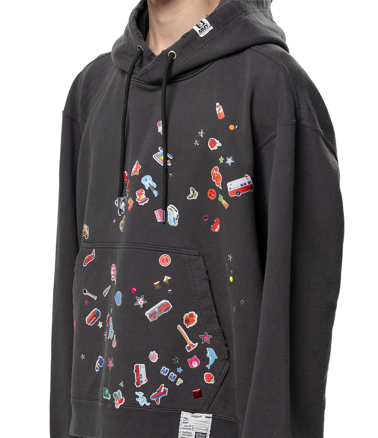 Maison MIHARA YASUHIRO(ミハラヤスヒロ)/Kids Sticker Printed Hoodie/BLACK BLACK 44