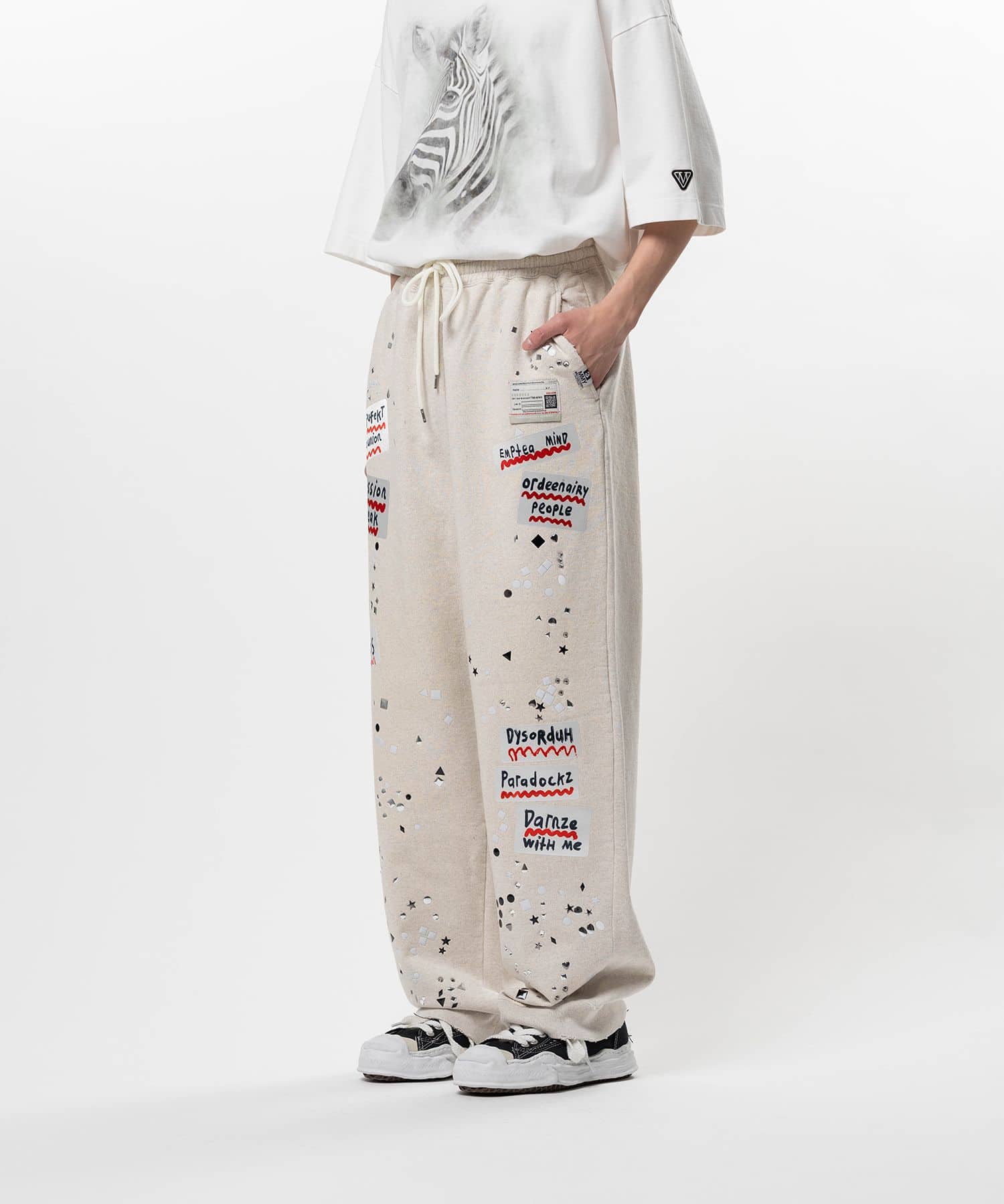 Maison MIHARA YASUHIRO(ミハラヤスヒロ)/Embellished Sticker Sweat Pants/WHITE WHITE 44