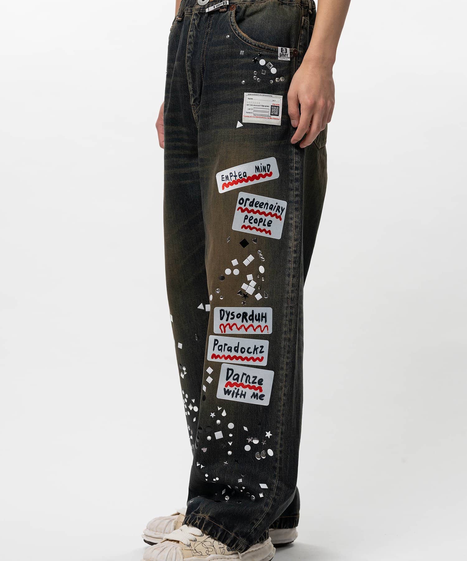 Maison MIHARA YASUHIRO(ミハラヤスヒロ)/Embellished Sticker Denim Pants/INDIGO INDIGO 44