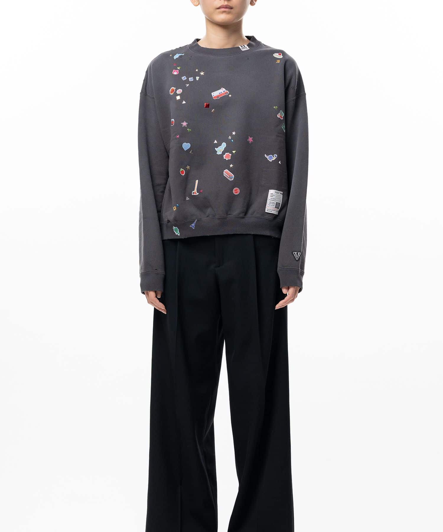 Maison MIHARA YASUHIRO(ミハラヤスヒロ)/Kids Sticker Printed Sweatshirt/BLACK BLACK 36