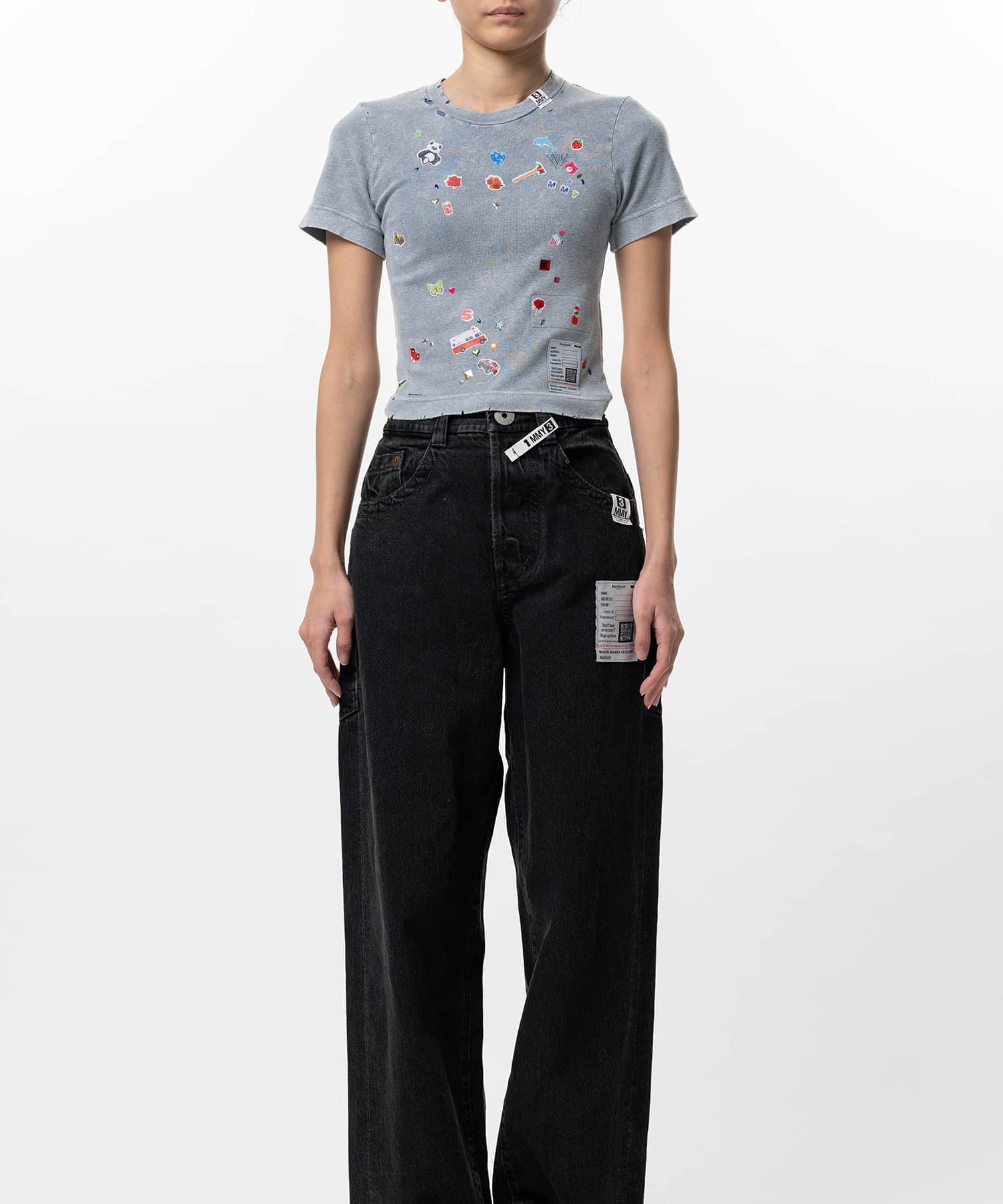 Maison MIHARA YASUHIRO(ミハラヤスヒロ)/Kids Sticker Print Bleached Mini T-shirt/GREY GREY 36