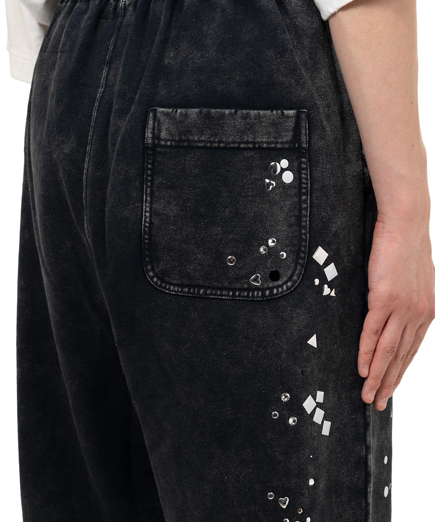 Maison MIHARA YASUHIRO(ミハラヤスヒロ)/Embellished Bleached Sweat Pants/BLACK BLACK 44