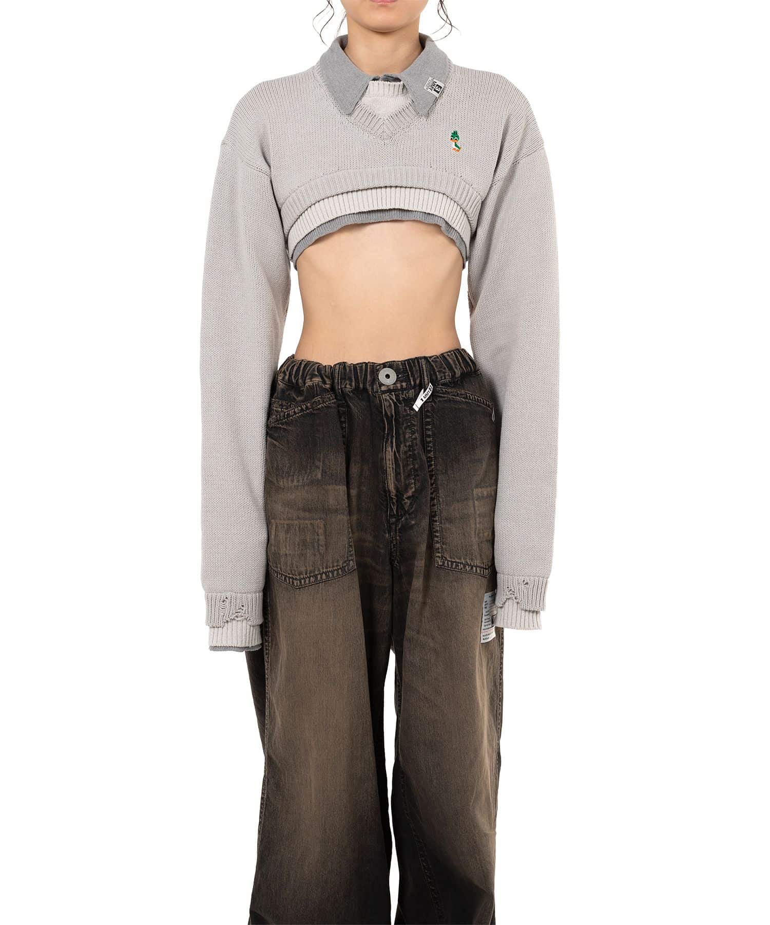 Maison MIHARA YASUHIRO(ミハラヤスヒロ)/Triple Layered Cropped Knit Sweater/GREY GREY 36