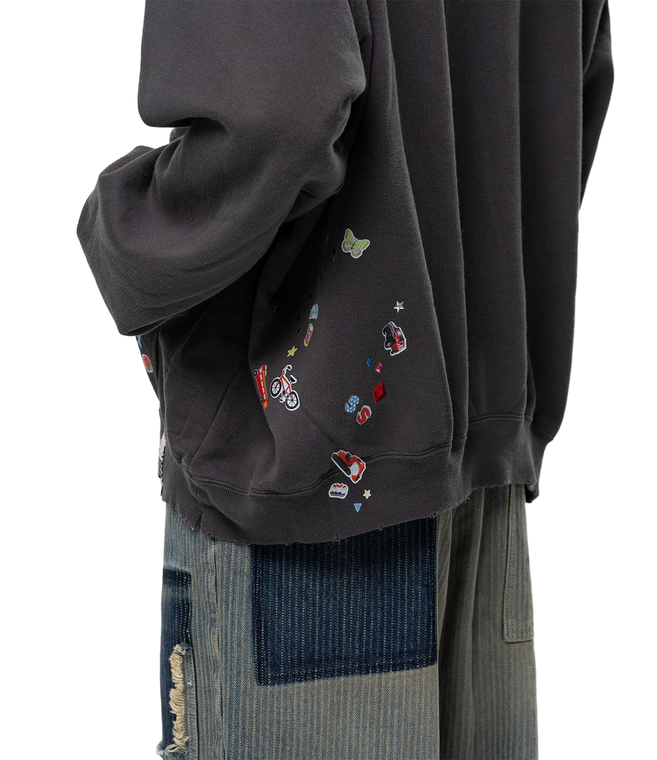 Maison MIHARA YASUHIRO(ミハラヤスヒロ)/Kids Sticker Printed Hoodie/BLACK BLACK 44