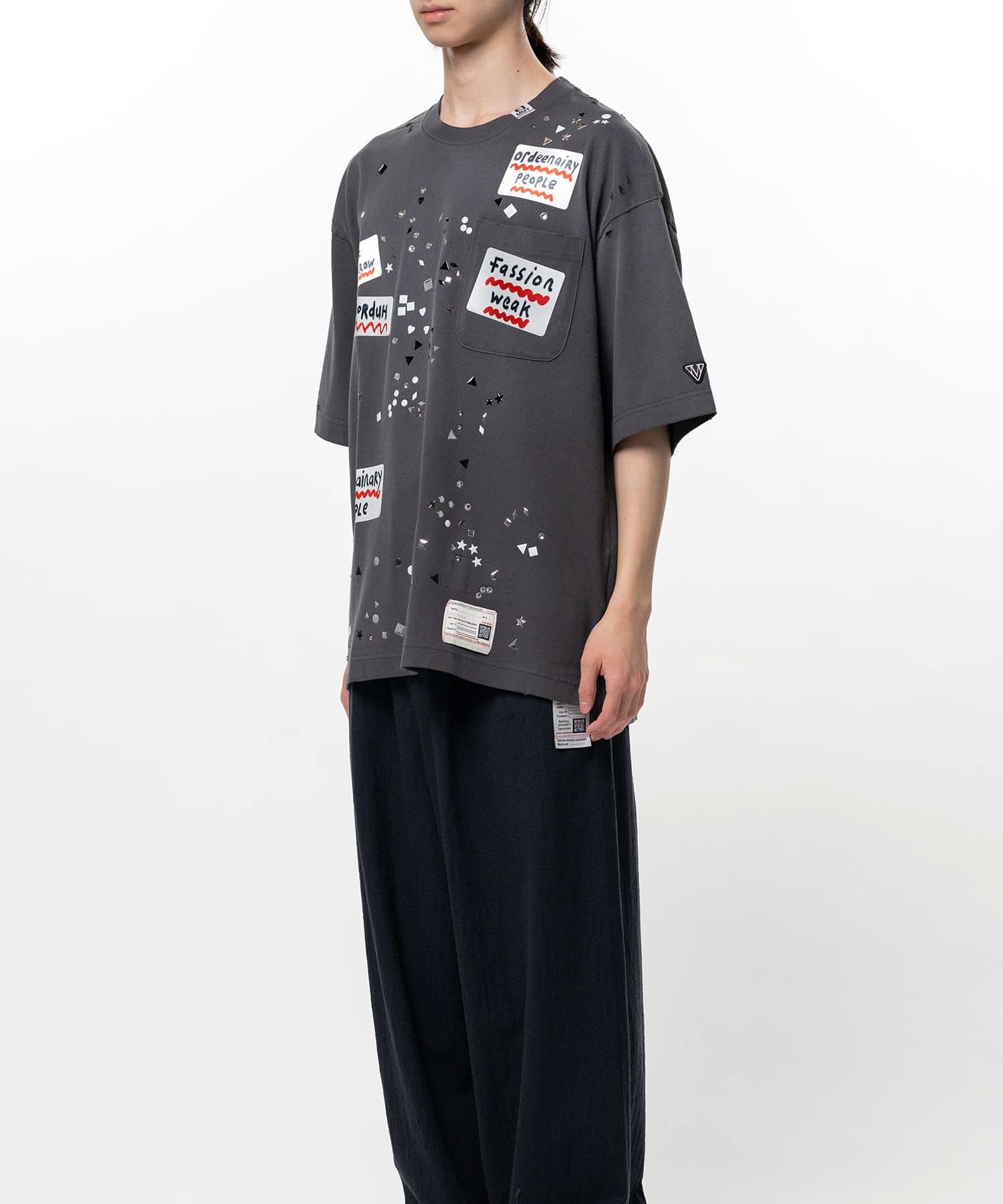 Maison MIHARA YASUHIRO(ミハラヤスヒロ)/Embellished Sticker T-shirt/BLACK BLACK 46