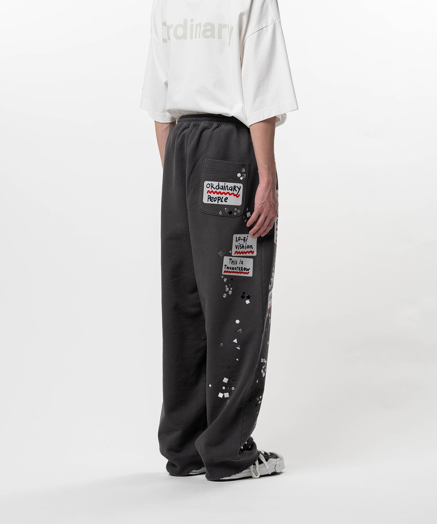 Maison MIHARA YASUHIRO(ミハラヤスヒロ)/Embellished Sticker Sweat Pants/BLACK BLACK 44