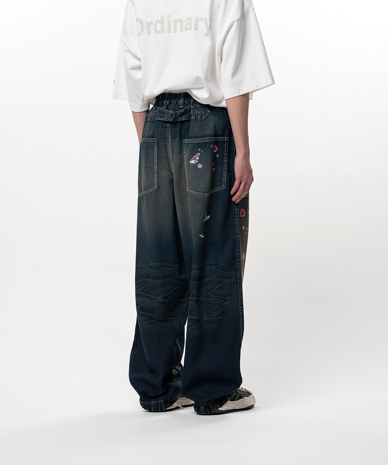 Maison MIHARA YASUHIRO(ミハラヤスヒロ)/Kids Sticker Printed Baker Denim Pants/BLACK BLACK 44