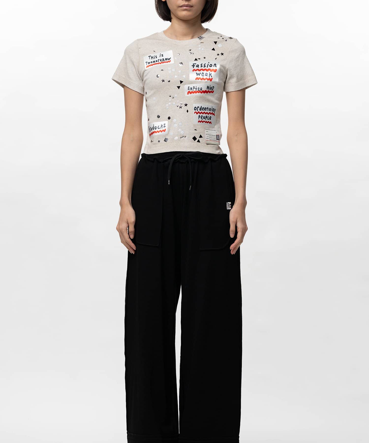 Maison MIHARA YASUHIRO(ミハラヤスヒロ)/Embellished Sticker Mini T-shirt/WHITE WHITE 36