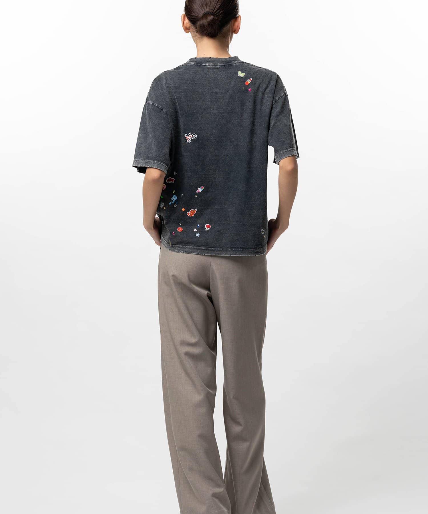 Maison MIHARA YASUHIRO(ミハラヤスヒロ)/Kids Sticker Printed T-shirt/BLACK BLACK 44