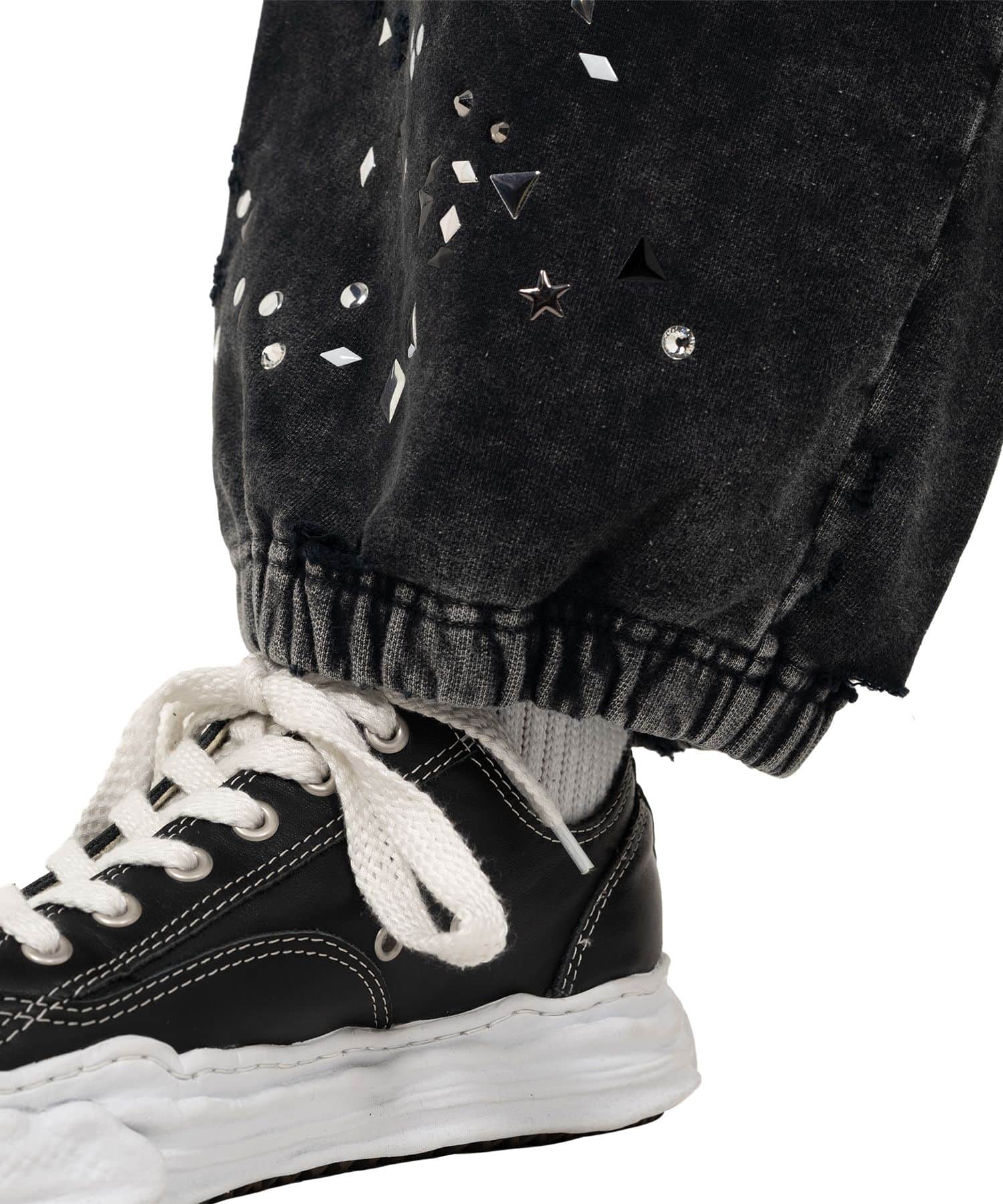 Maison MIHARA YASUHIRO(ミハラヤスヒロ)/Embellished Bleached Sweat Pants/BLACK BLACK 44