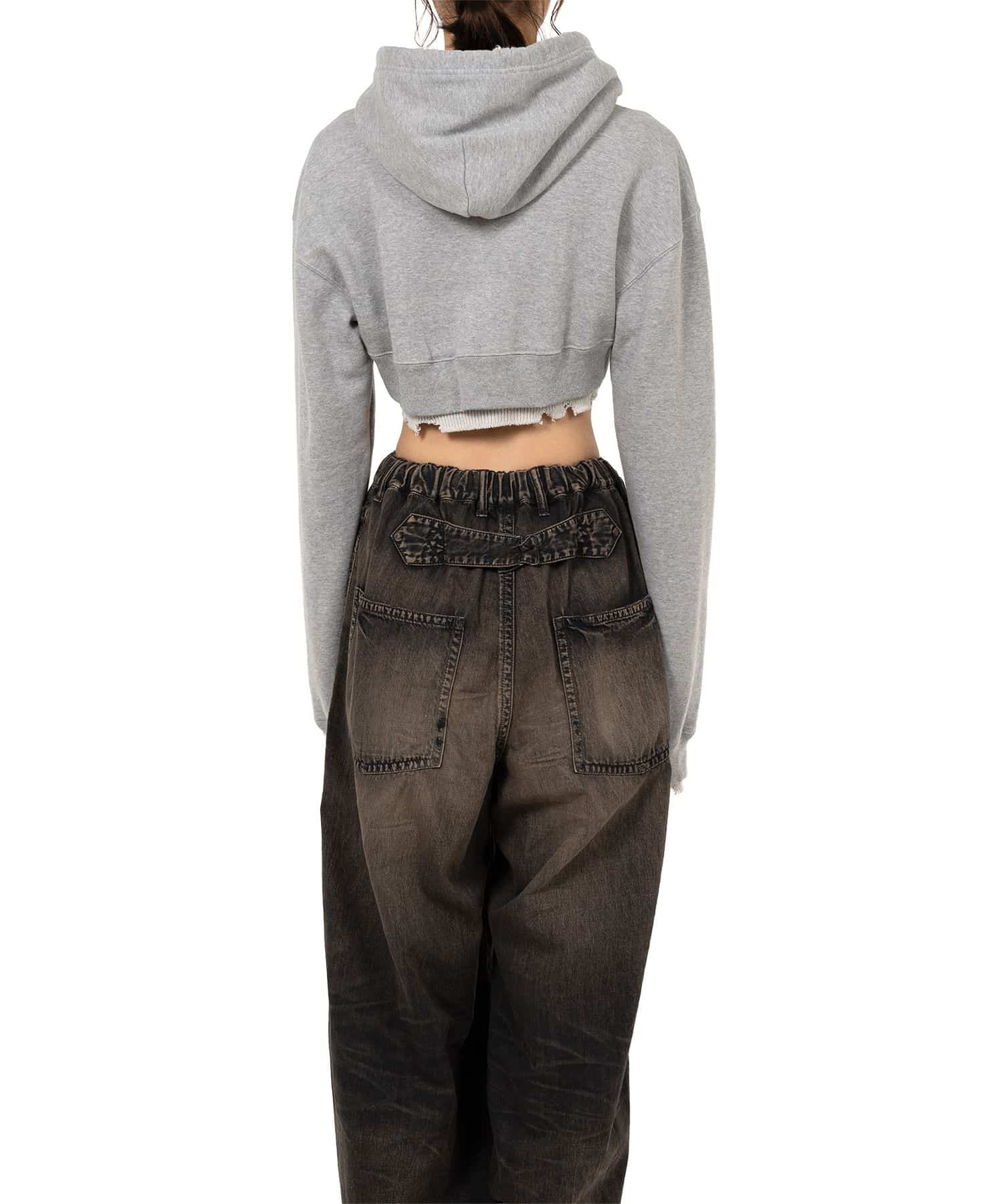 Maison MIHARA YASUHIRO(ミハラヤスヒロ)/Layered Cropped Zip-up Hoodie/GREY GREY 36