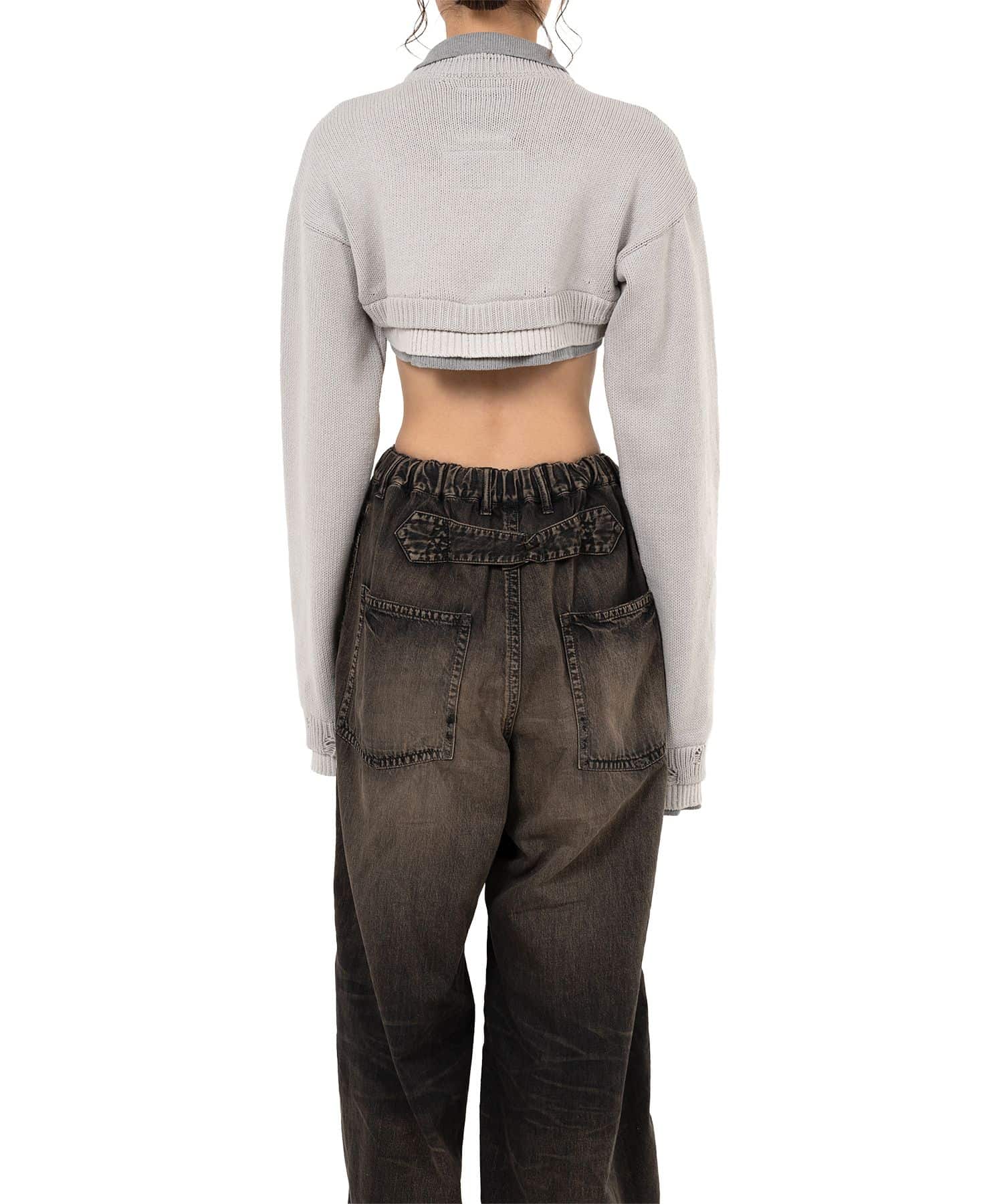 Maison MIHARA YASUHIRO(ミハラヤスヒロ)/Triple Layered Cropped Knit Sweater/GREY GREY 36