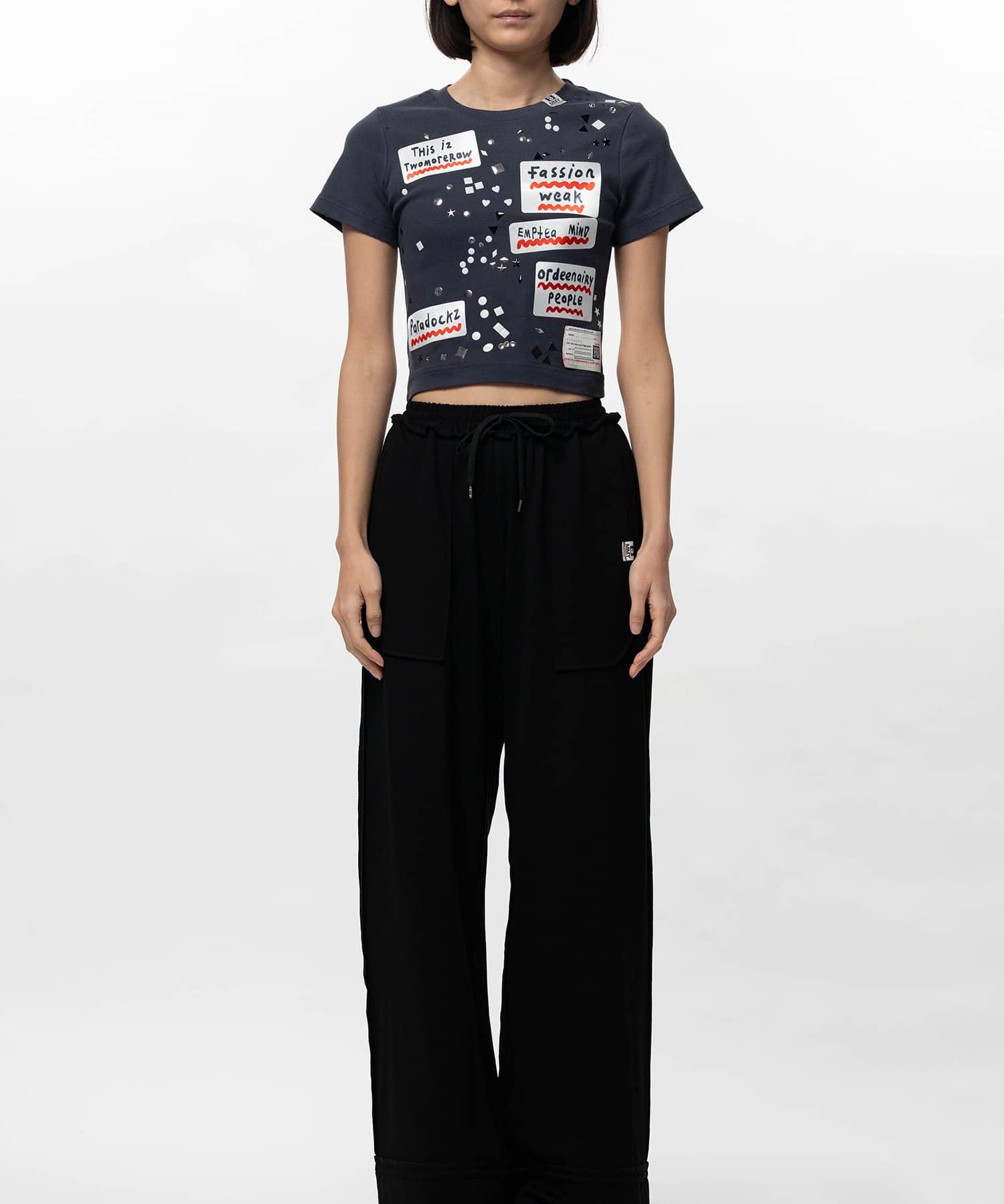 Maison MIHARA YASUHIRO(ミハラヤスヒロ)/Embellished Sticker Mini T-shirt/BLACK BLACK 36