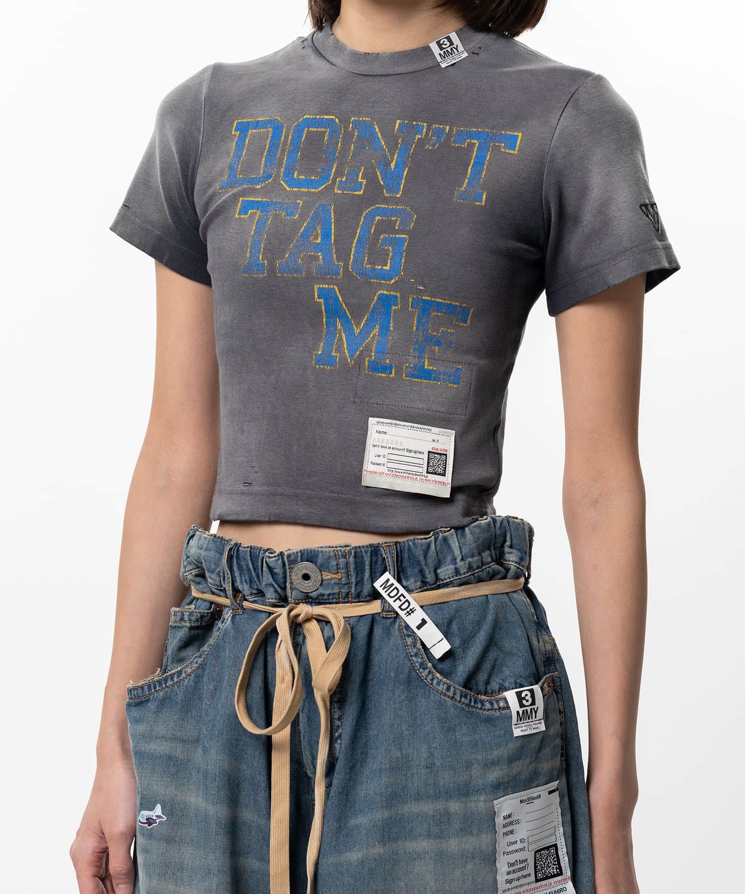 Maison MIHARA YASUHIRO(ミハラヤスヒロ)/Don't Tag Me Printed Mini T-shirt/BLACK BLACK 36