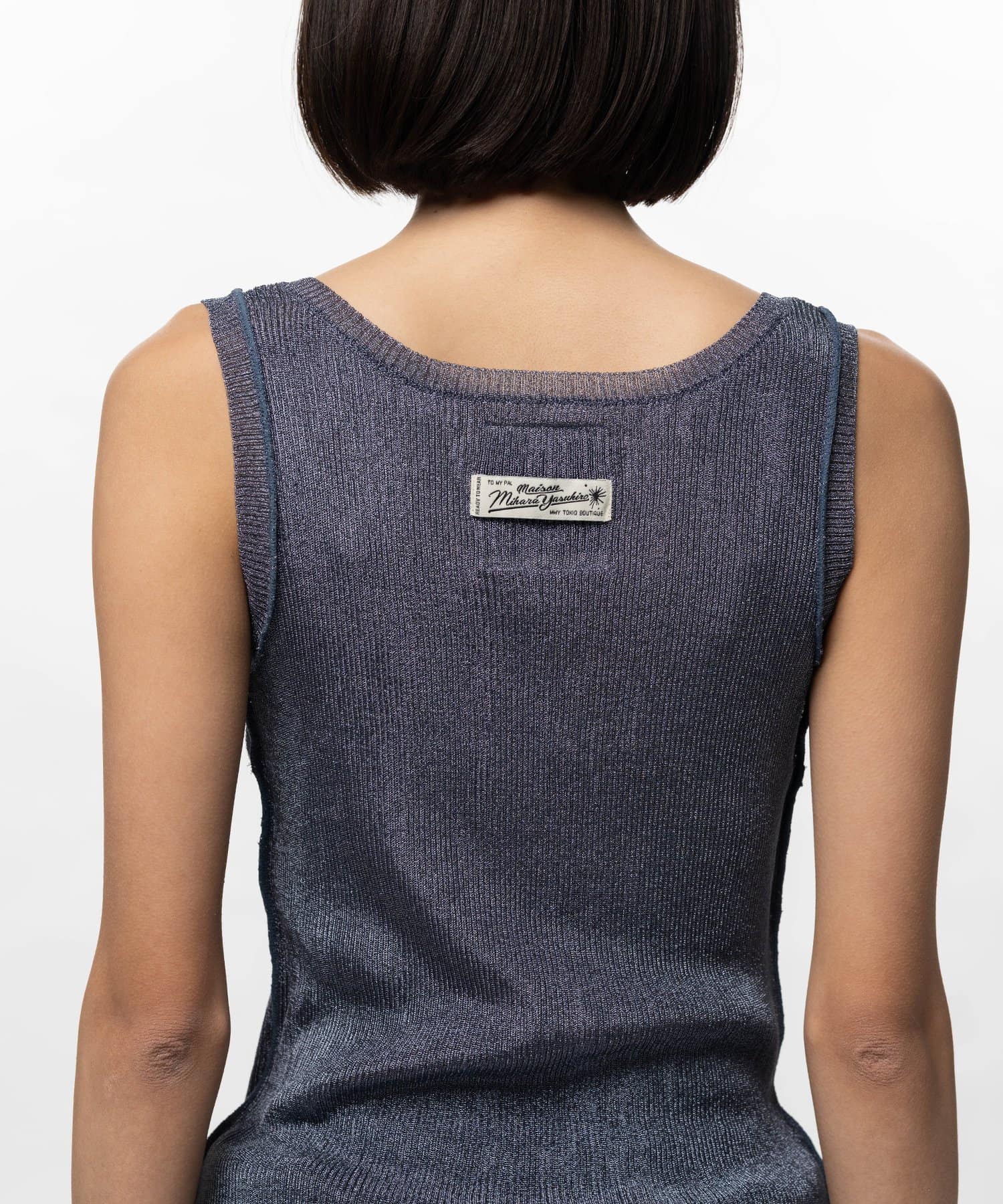 Maison MIHARA YASUHIRO(ミハラヤスヒロ)/Inside-Out Glitter Knit Tank-top/BLUE BLUE 36