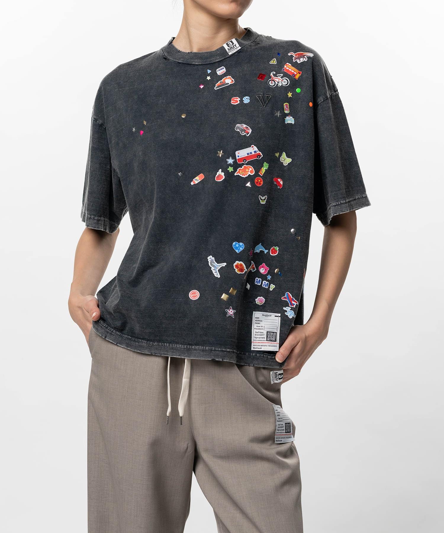 Maison MIHARA YASUHIRO(ミハラヤスヒロ)/Kids Sticker Printed T-shirt/BLACK BLACK 44