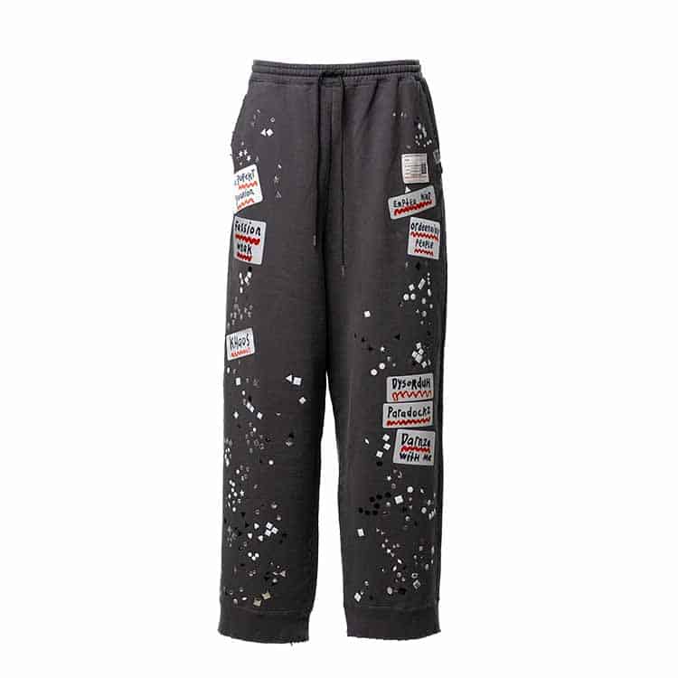 Maison MIHARA YASUHIRO(ミハラヤスヒロ)/Embellished Sticker Sweat Pants/BLACK BLACK 44