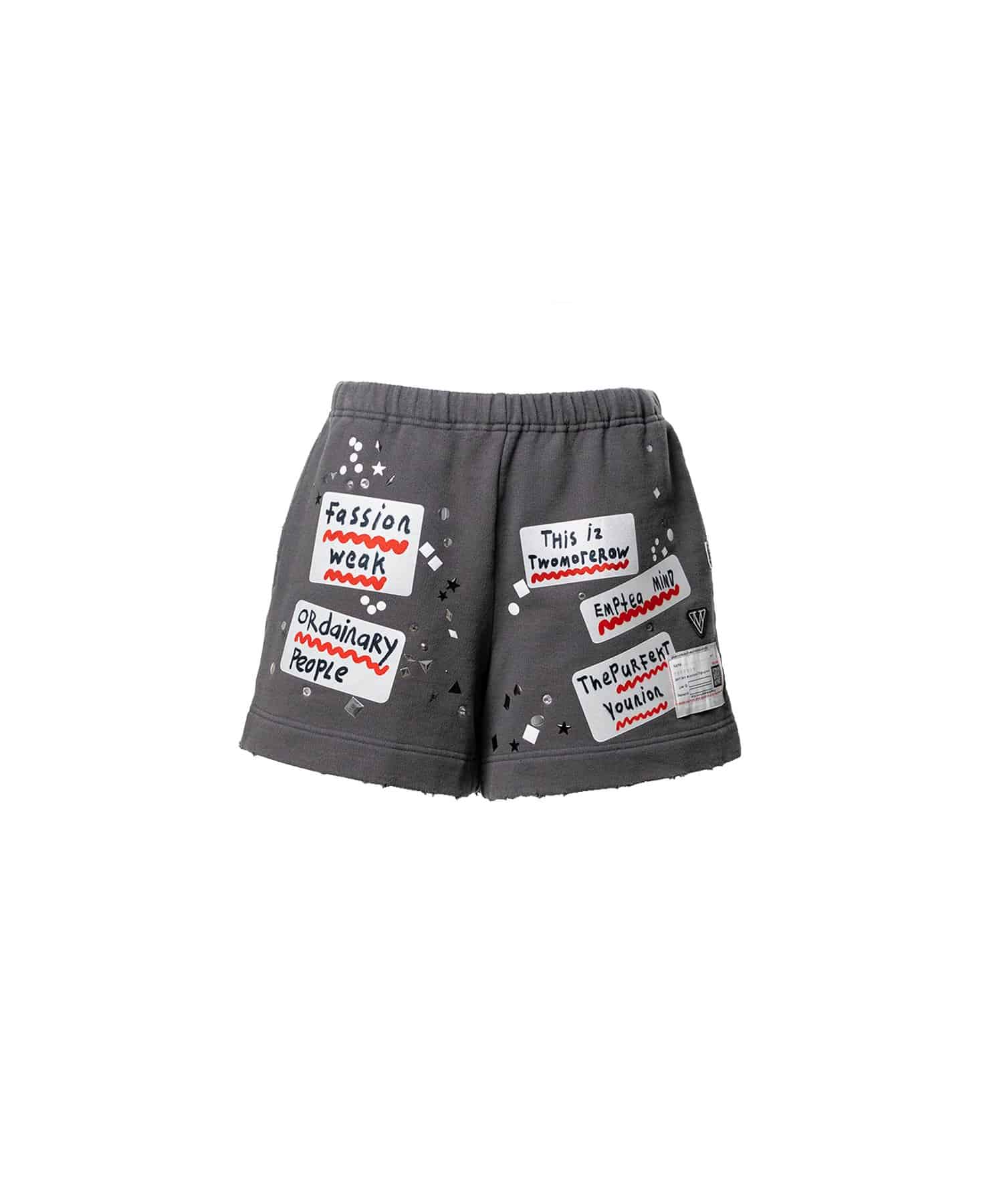Maison MIHARA YASUHIRO(ミハラヤスヒロ)/Embellished Sticker Sweat Shorts/BLACK BLACK 36