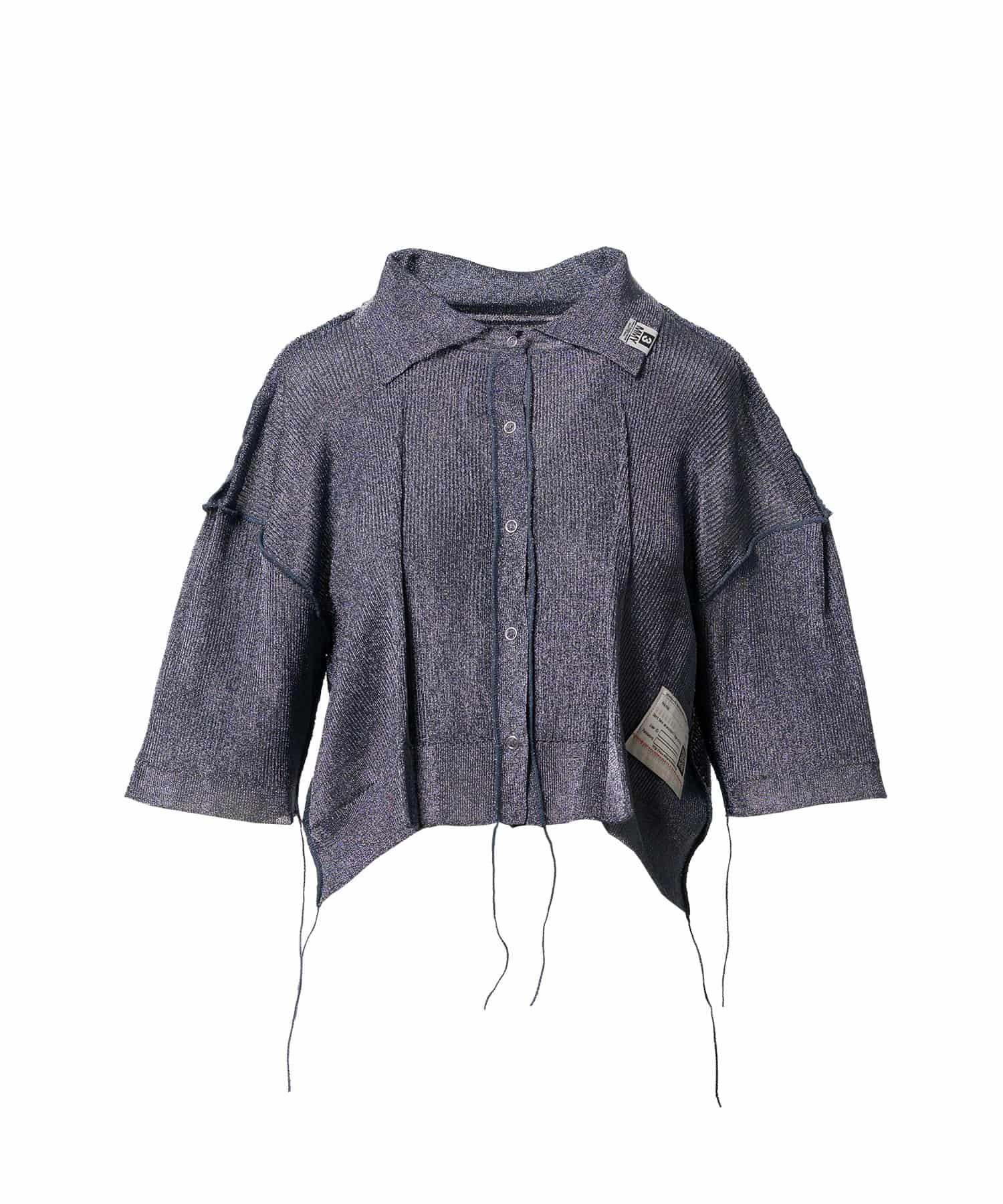 Maison MIHARA YASUHIRO(ミハラヤスヒロ)/Inside-Out Glitter Knit Cardigan/BLUE BLUE 36