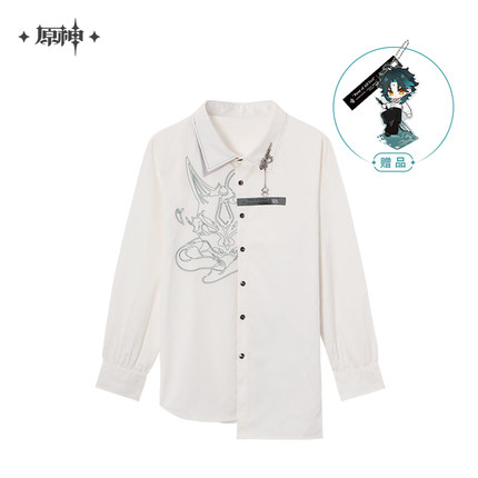 【原神】ショウ　イメージシャツ（アクリルスタンドキーホルダー付き）　ホワイト ホワイト XS