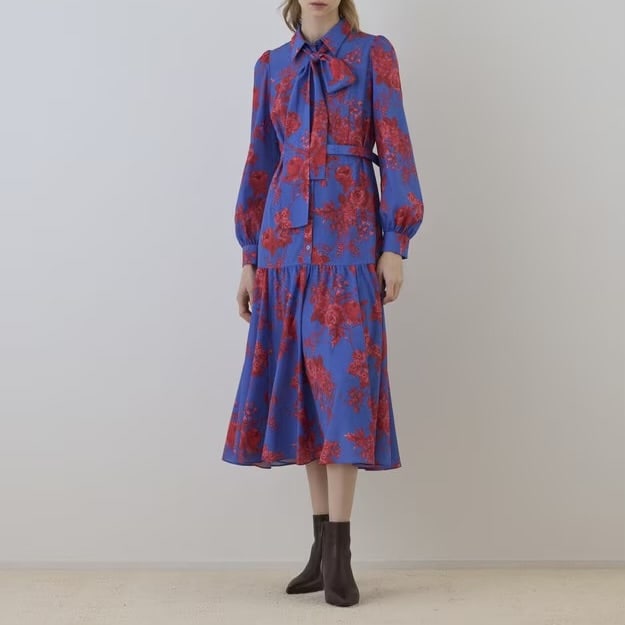 【池袋】ブーケフラワープリントワンピース【36サイズ】