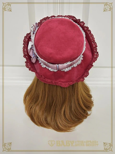 Mary Stuart別珍＆タータンチェックHAT ローズ別珍×サックス