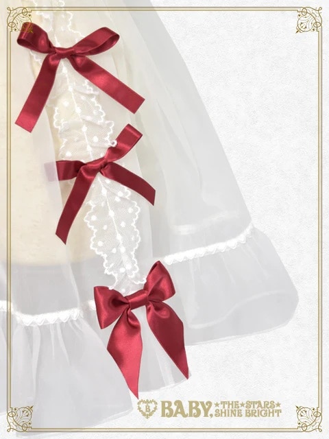 オーガンジーリボンハートエプロン オフシロ×ピンク