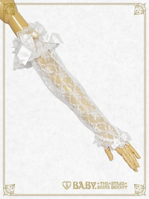 Floral Lacy elegantロンググローブ サックス