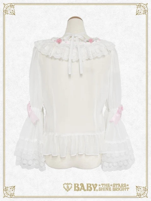 Sugar Little Rose ブラウス オフシロ×サックス