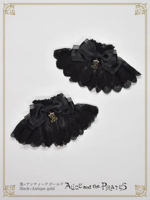 A/Pチュールレースお袖とめ クロ×アンティークゴールド