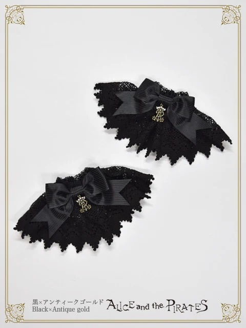 A/Pトーションレースお袖とめ クロ×アンティークゴールド