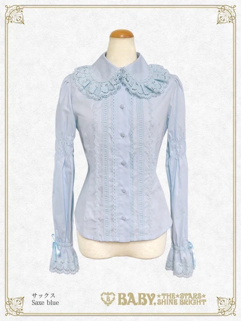 後ろピンタックブラウス サックス