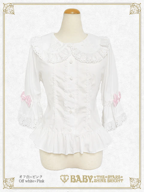  Romantic Dream Roseブラウス オフシロ×ピンク
